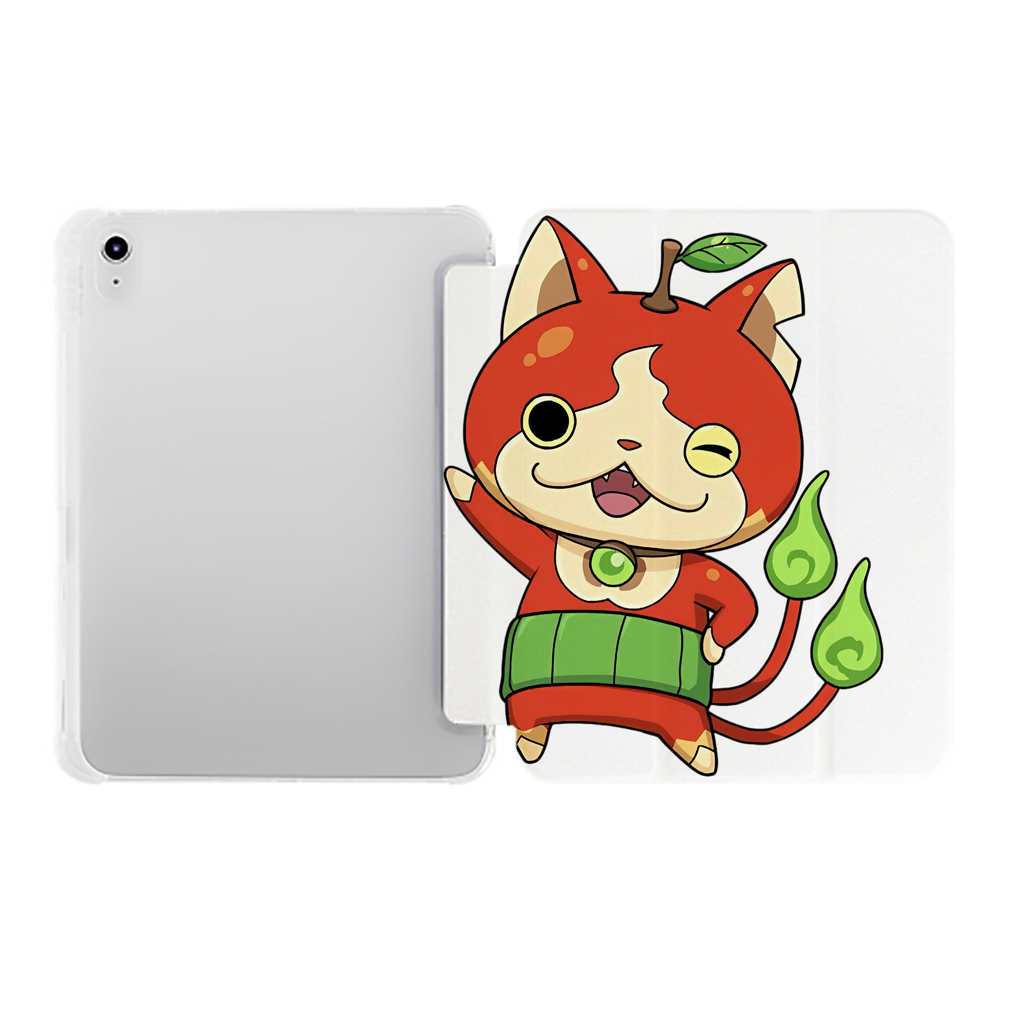 （画像用） 妖怪ウォッチ Yo-kai Watch IPad ケース ペン収納付き 三つ折りスタンド PUレザー×シリコン 対応機種9.5/10.5/10.9インチ